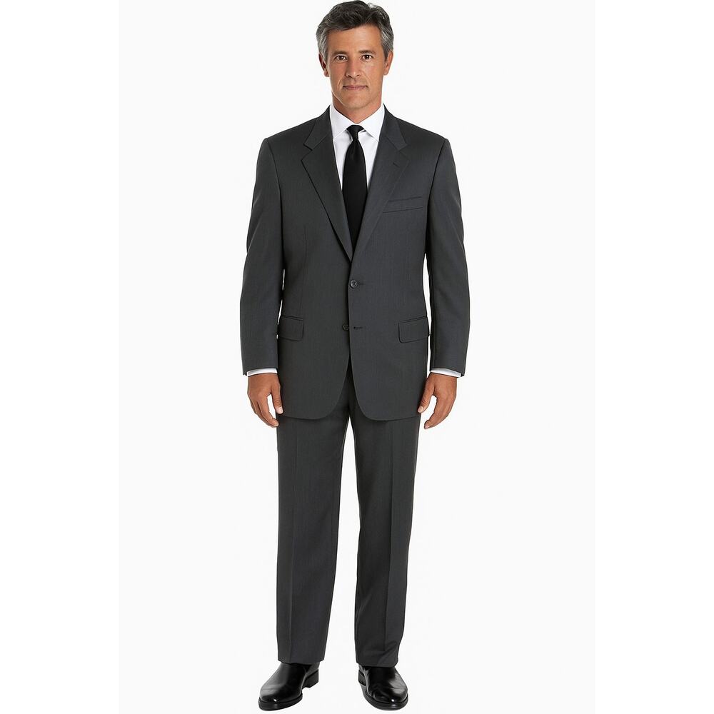 Canali Proposta Suit Mens Size 42 L Black Super 120s Wool 2pc Pants S34x31 Italy